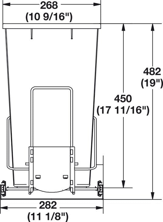 Hafele Single 36 qt. Wire Pullout Waste Trash Bin with Soft - Close Slides and Handle - KI Home