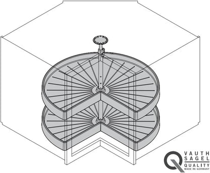 Hafele VS Kidney Polymer Independently Rotating 2 - Shelf Lazy Susan Set for for Corner Base Cabinet - KI Home
