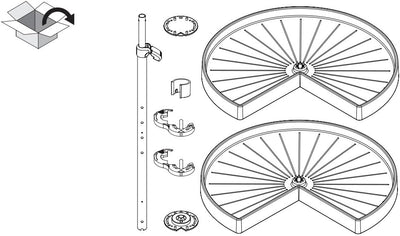 Hafele VS Kidney Polymer Independently Rotating 2 - Shelf Lazy Susan Set for for Corner Base Cabinet - KI Home