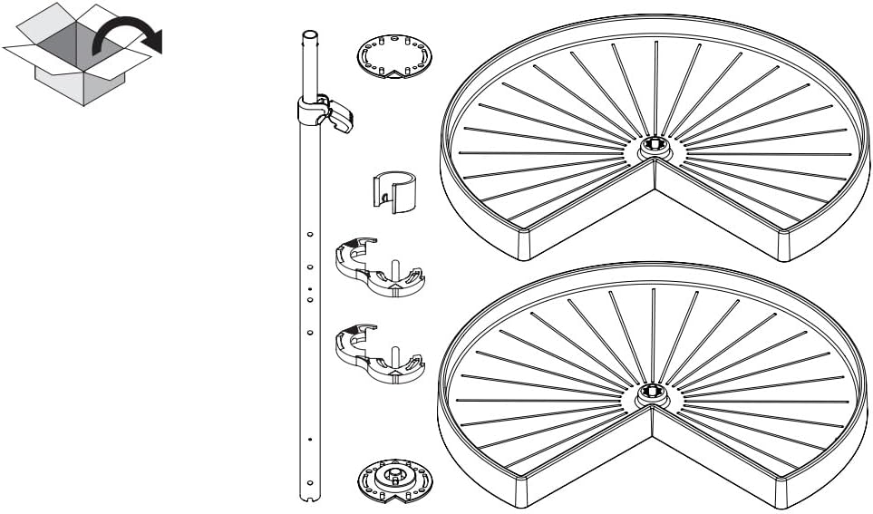 Hafele VS Kidney Polymer Independently Rotating 2 - Shelf Lazy Susan Set for for Corner Base Cabinet - KI Home
