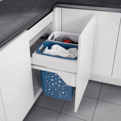Hailo 45 & 60 Full Extension Soft - Close Pull Out Slides Laundry Hamper Baskets System with Two Bins and Lid - KI Home