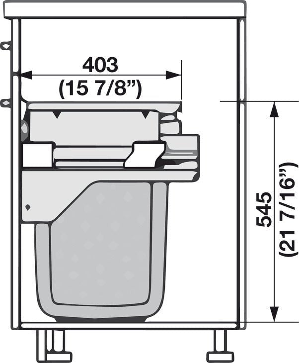 Hailo 45 & 60 Full Extension Soft - Close Pull Out Slides Laundry Hamper Baskets System with Two Bins and Lid - KI Home