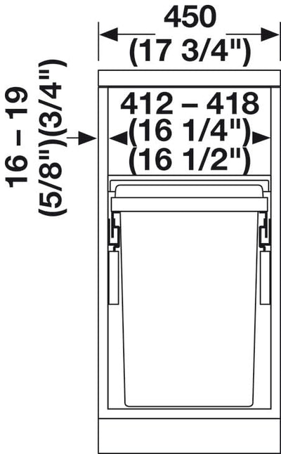 Hailo Euro - Cargo 45 Double Waste Bin Sorter - 76 Liters (2 x 38L Bins), Soft - Close Pull - Out - KI Home