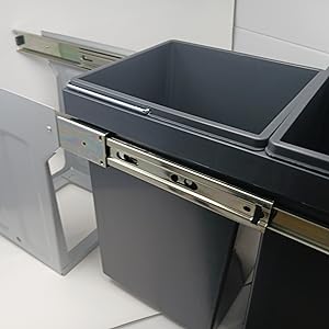 Hailo Tandem 30 Liters Pullout Bottom Mount Double Bin Trash System with Over Travel Slides Made in Germany - KI Home