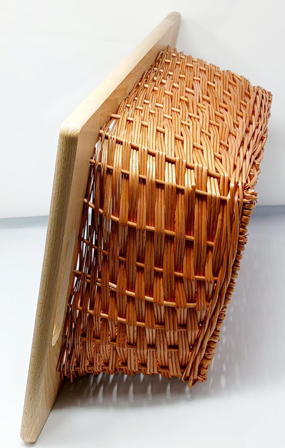 Hand - Woven Pull - Out Wicker Basket with Beech Wood Handles and Runners Made in Poland - KI Home