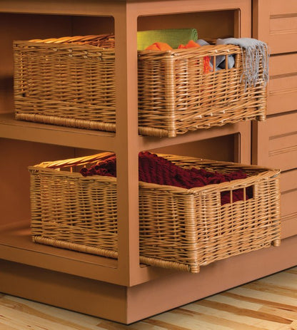 Hand Woven Wicker Basket with Handles – Free Standing Storage Solution - KI Home