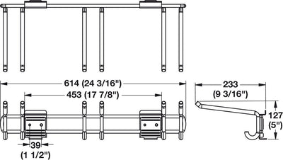 HandiWall 24" Locking 3-Hook Slatwall Tool Storage Bar - KI Home
