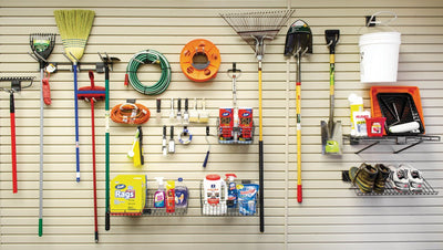HandiWALL® 33 - Piece Slatwall Accessory Kit - Locking Hooks, Baskets & Shelves, Graphite - KI Home