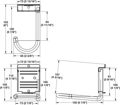 HandiWall 5 Inch Bike Hook with Locking Bracket for Garage Slatwall Storage - KI Home