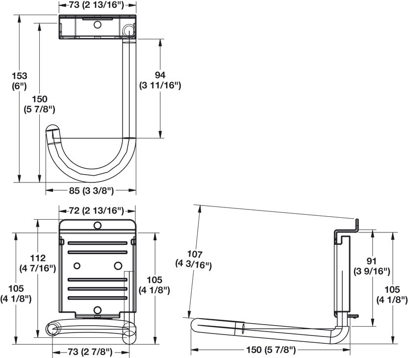 HandiWall 5 Inch Bike Hook with Locking Bracket for Garage Slatwall Storage - KI Home