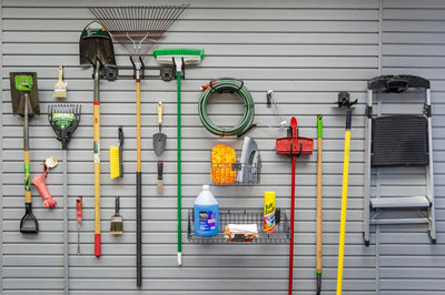 HandiWALL® Basic 21 - Piece Garage Wall Storage Kit - Locking Hooks, Baskets & Tool Bars, Graphite - KI Home