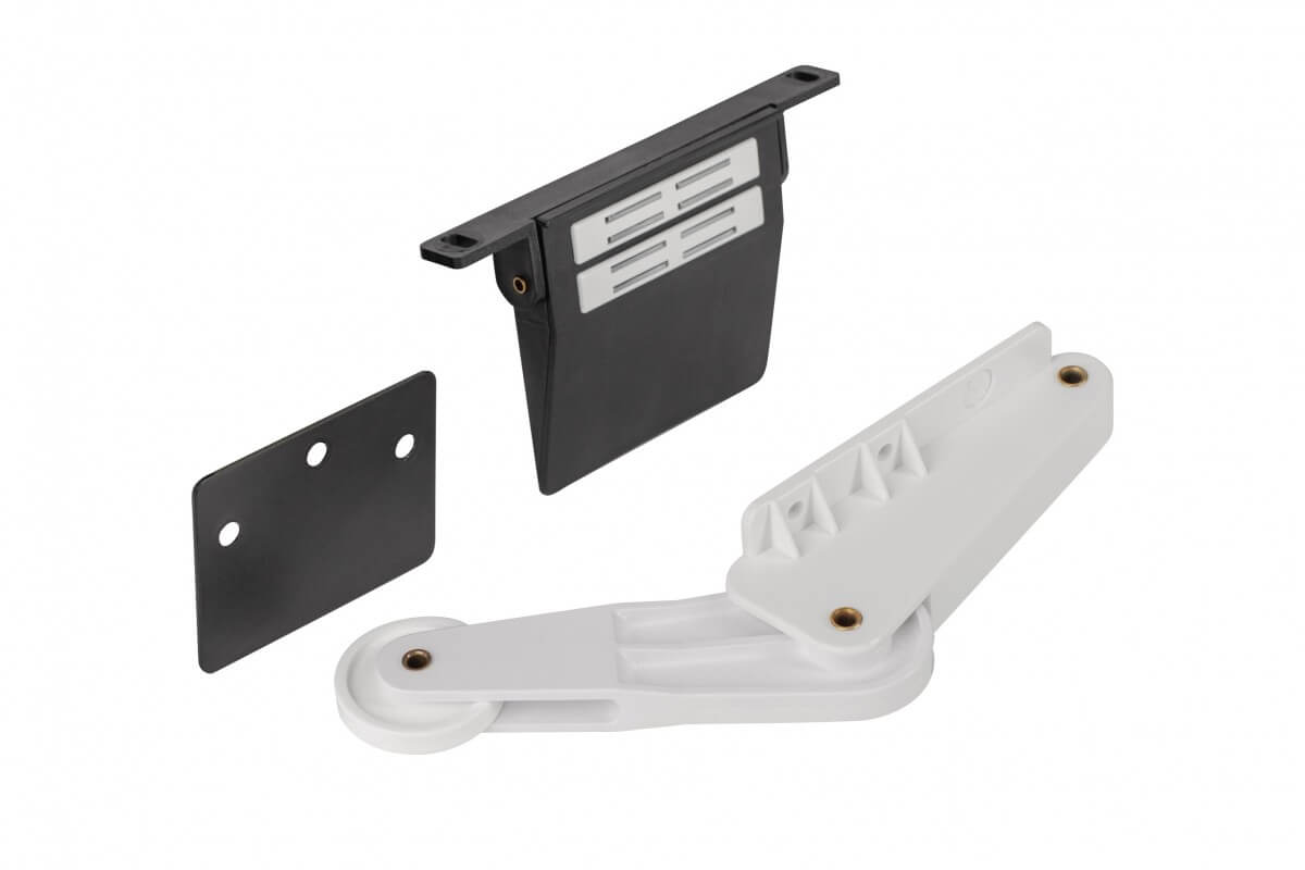 Hands - Free Toe Kick Garbage Can Cabinet Door Opener Foot Pedal with Magentic catch, Counter - plate and Spring - loaded roller arm - KI Home