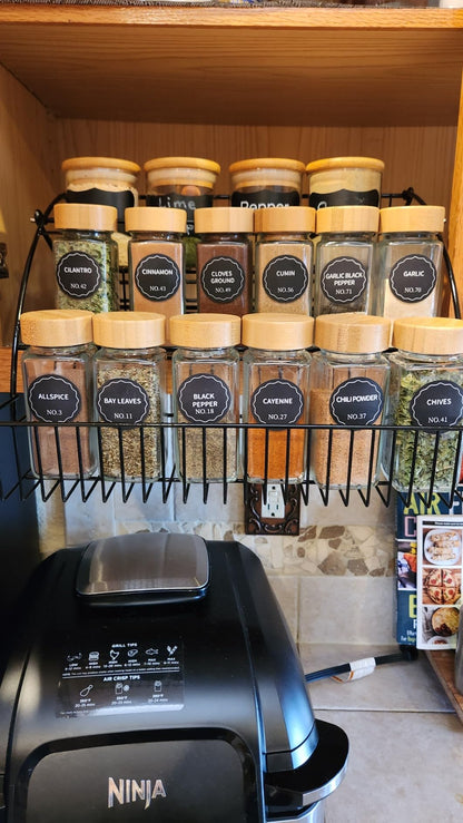 Hardware Resources 3 - Tier Pull Down Spice Rack - Chrome Steel Retractable Organizer for Spice Bottles & Seasoning Jars - KI Home