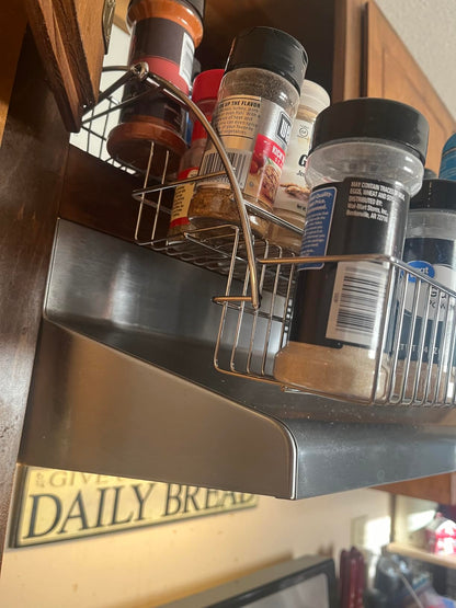 Hardware Resources 3 - Tier Pull Down Spice Rack - Chrome Steel Retractable Organizer for Spice Bottles & Seasoning Jars - KI Home