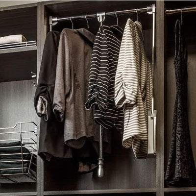 Hardware Resources 45 LB Weight Capacity Soft - Close Heavy - Duty Steel Closet Side - Mounted Wardrobe Lift with Adjustable Width - KI Home