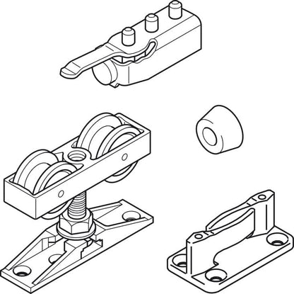 HAWA Junior 40/Z Single 88 Lb. Sliding Door Hardware Fitting Set Top Hung System with Upper Track 4' 7 1/8" up to 6' 6 3/4" - KI Home