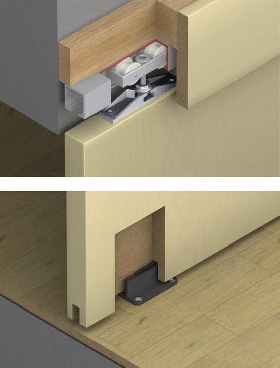 HAWA Junior 40/Z Single 88 Lb. Sliding Door Hardware Fitting Set Top Hung System with Upper Track 4' 7 1/8" up to 6' 6 3/4" - KI Home