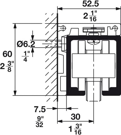HAWA Junior 40/Z Single 88 Lb. Sliding Door Hardware Fitting Set Top Hung System with Upper Track 4' 7 1/8" up to 6' 6 3/4" - KI Home