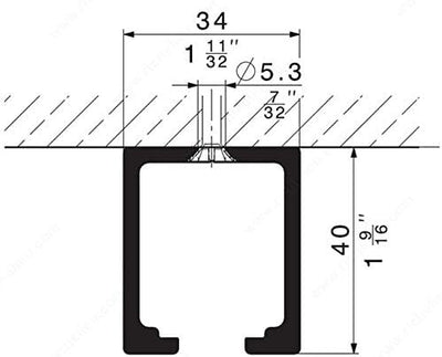 HAWA Junior 80 Upper Running Track Rail Symmetric Telescopic, pre - drilled for Sliding Door Unit - KI Home