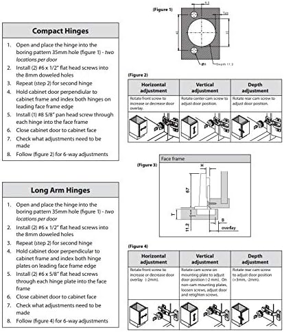 Heavy Duty 22877000 Series Full Inset Adjustable Concealed Pie - Cut Corner Euro Hinge with 160 Degree Opening Angle - KI Home