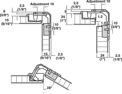 Heavy - Duty Full Inset Adjustable Concealed Pie - Cut Corner Cabinet Door Hinge – 78° Opening - KI Home