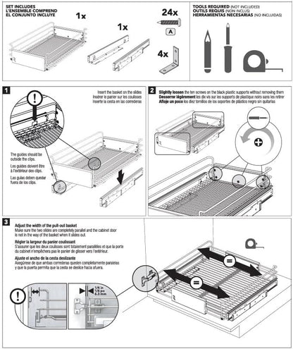 Heavy - Duty Steel Adjustable Pullout Wire Basket Pots, Pans, Lid Cookware, Pantry Cabinet Organizer - KI Home