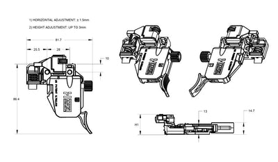 HR MAX 4 - Way Adjustable Undermount Clip (Pair) – Heavy - Duty Zinc Base for USMAX2 Drawer Slides - KI Home