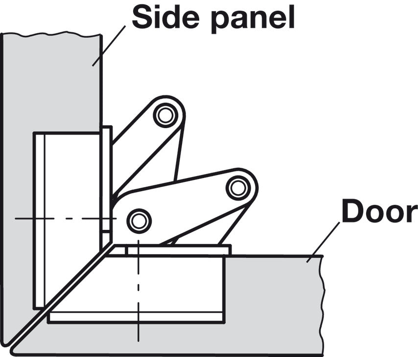 Hafele Miter Flap Cabinet Hinge 1.5mm (1/20'') Wide with 90° Opening Angle for Doors and Flaps