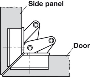 Hafele Miter Flap Cabinet Hinge 1.5mm (1/20'') Wide with 90° Opening Angle for Doors and Flaps