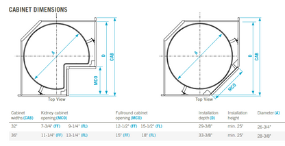 Vauth-Sagel VS COR® Wheel Pro Scalea Kidney 2-Shelf Independently Rotating Lazy Susan
