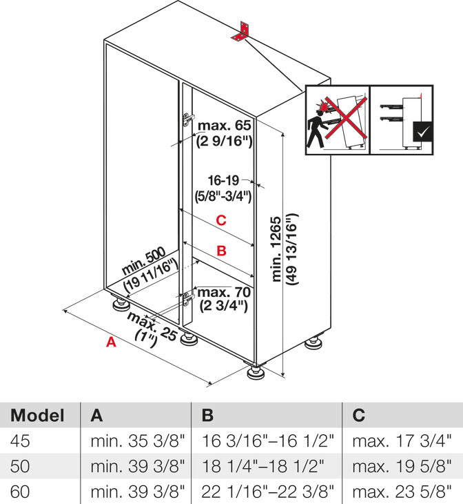 Kesseböhmer Highboard Post Kit for LeMans II, Min. 50" Cabinet Height - KI Home