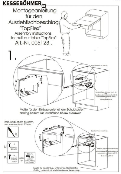 Kessebohmer Top Flex Pullout Heavy - Duty Kitchen Table System Fittings Kit - KI Home