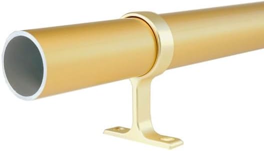 Matte Brass Custom Cut - to - Size 1 - 5/16 Inch Diameter Round Wardrobe Closet Rod with End Supports | Heavy - Duty 14 - Gauge Aluminum (12 - 94 Inches) - KI Home