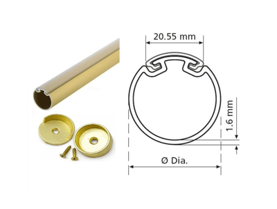 Matte Brass Premium Custom Cut - to - size (12" - 96" long) Wardrobe Rod kit with Protective top cover and End Supports - KI Home