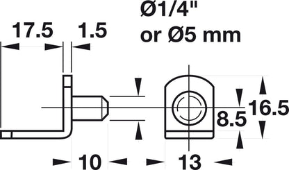 Metal Shelf Support Push - In Angled Cabinet and Furniture Shelf Bracket - KI Home