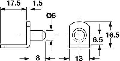 Metal Shelf Support with Securing Screw Hole – Push - In Angled Cabinet and Furniture Shelf Bracket - KI Home