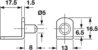 Metal Shelf Support with Securing Screw Hole – Push - In Angled Cabinet and Furniture Shelf Bracket - KI Home