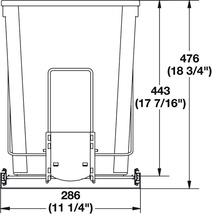 Hafele 2 x 27 qt (54 Qt) Waste Bin Pullout Trash System with Soft Close Slides and Handle