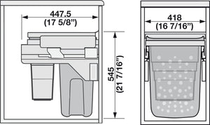 Hailo 45 & 60 Full Extension Soft-Close Pull Out Slides Laundry Hamper Baskets System with Two Bins and Lid