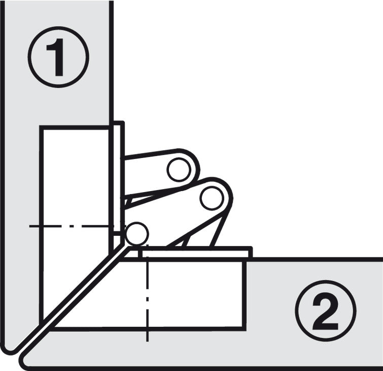 Hafele Miter Flap Cabinet Hinge 1.5mm (1/20'') Wide with 90° Opening Angle for Doors and Flaps