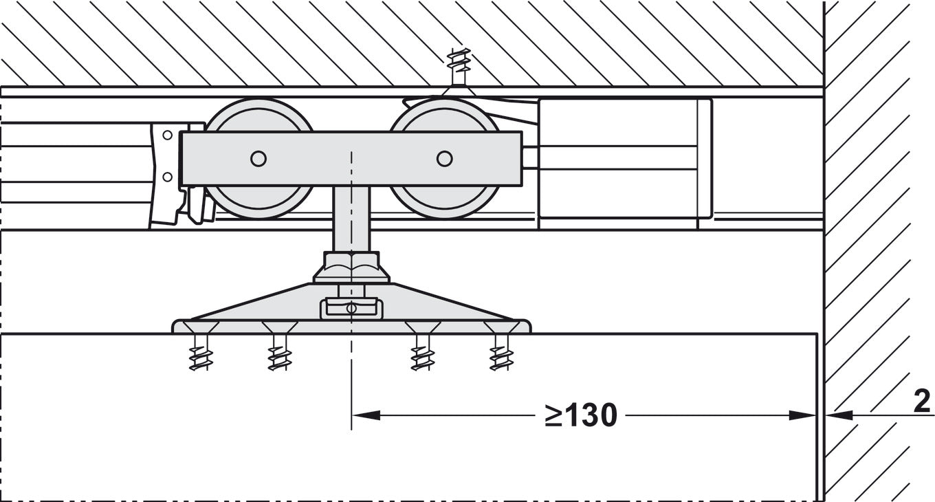 HAWA Junior 80/Z Single Sliding Door Hardware Fitting Set | 176 Lb. Top Hung System without Upper Track