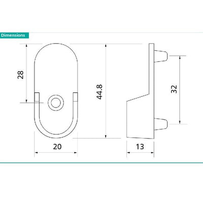 Oval Closet Rod Metal End Supports (Pair) - Open Flanges with Screws - KI Home