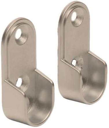 Oval Metal Wardrobe Rod End Support Cap Flanges - 1 Pair with Screws - KI Home
