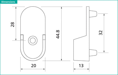 Oval Metal Wardrobe Rod End Support Cap Flanges - 1 Pair with Screws - KI Home