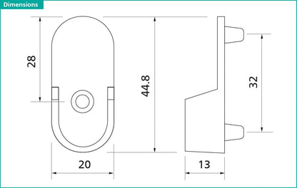 Oval Metal Wardrobe Rod End Support Cap Flanges - 1 Pair with Screws - KI Home