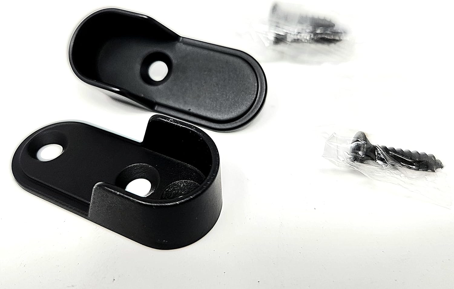 Oval Metal Wardrobe Rod End Support Cap Flanges - 1 Pair with Screws - KI Home