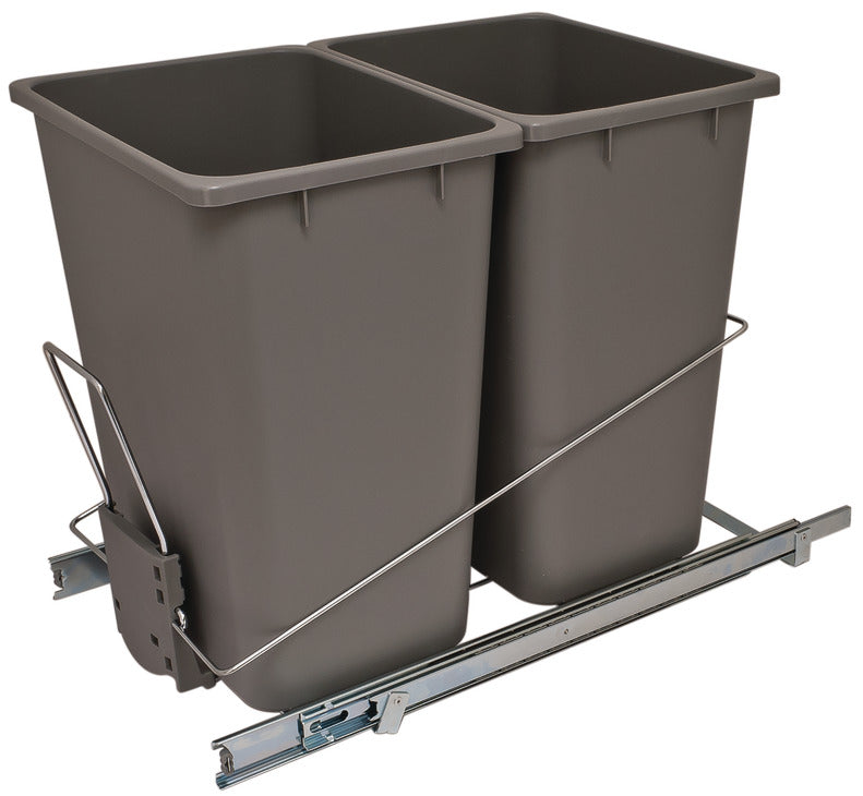 Hafele 2 x 27 qt (54 Qt) Waste Bin Pullout Trash System with Soft Close Slides and Handle