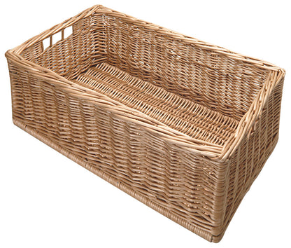 Hand Woven Wicker Basket with Handles – Free Standing Storage Solution, Made in Poland (Natural Brown)