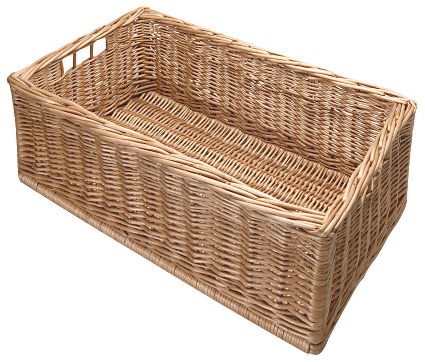 Hand Woven Wicker Basket with Handles – Free Standing Storage Solution, Made in Poland (Natural Brown)