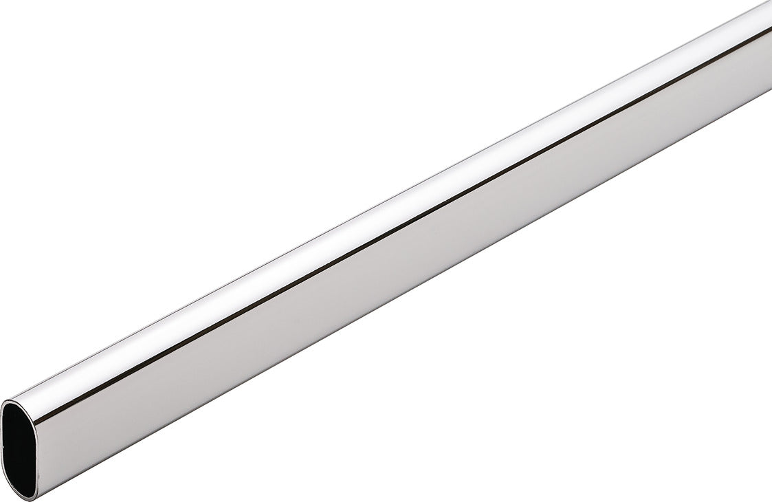 10-Case ProPack Welded Steel Oval Polished Chrome Wardrobe Closet Rods – 98 7/16" (8' 2-7/16") Length – Heavy-Duty Construction